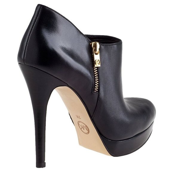 NEW Michael Kors Women York Leather Platform Stiletto Heel Below Ankle Bootie - Picture 2 of 3